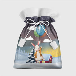 Мешок для подарков Зайка на воздушных шарах, цвет: 3D-принт