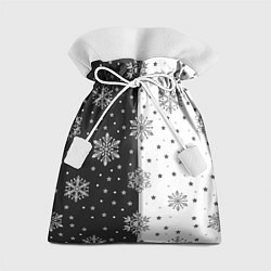 Мешок для подарков Рождественские снежинки на черно-белом фоне, цвет: 3D-принт