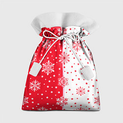 Мешок для подарков Рождественские снежинки на красно-белом фоне, цвет: 3D-принт