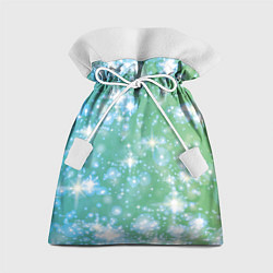 Мешок для подарков Сияющие серебряные блестки на зелено-голубом фоне, цвет: 3D-принт