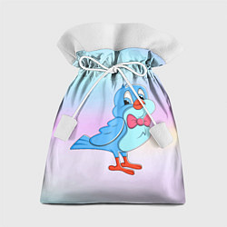 Мешок для подарков Птица с бабочкой на радужном фоне, цвет: 3D-принт