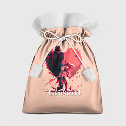 Мешок для подарков Геншин Импакт, героиня на фоне сердца, цвет: 3D-принт