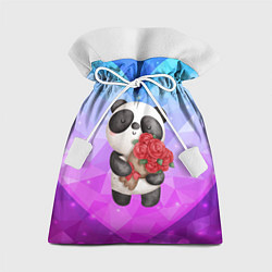 Мешок для подарков Панда с букетом цветов, цвет: 3D-принт