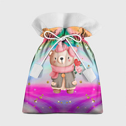 Мешок для подарков Мишка с сердечком и цветком, цвет: 3D-принт