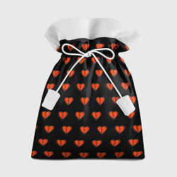 Мешок для подарков Разбитые сердца на черном фоне, цвет: 3D-принт