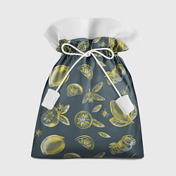 Мешок для подарков Лимоны в карандаше на сером фоне, цвет: 3D-принт