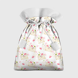 Мешок для подарков Конверты с сердечками - паттерн, цвет: 3D-принт