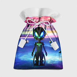 Мешок для подарков Детёныш пришельца - нейросеть - неон, цвет: 3D-принт