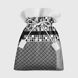 Мешок для подарков Черно-белый лоскутный узор-пэчворк, цвет: 3D-принт