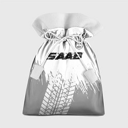 Мешок для подарков Saab speed на светлом фоне со следами шин: символ, цвет: 3D-принт