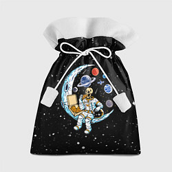 Мешок для подарков Skeleton astronaut eats pizza while sitting on the, цвет: 3D-принт