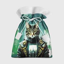 Мешок для подарков Funny cat on the background of skyscrapers, цвет: 3D-принт