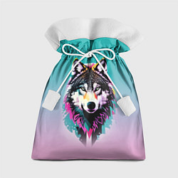 Мешок для подарков Волчья морда - поп-арт, цвет: 3D-принт