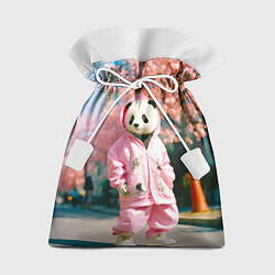 Мешок для подарков Милая панда в пуховике, цвет: 3D-принт