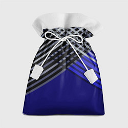 Мешок для подарков Белые и серые полосы на синем фоне, цвет: 3D-принт