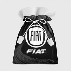 Мешок для подарков Fiat speed на темном фоне со следами шин, цвет: 3D-принт