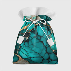 Мешок для подарков Зеленый мрамор с золотыми прожилками, цвет: 3D-принт