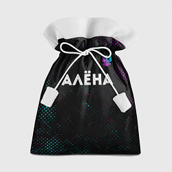 Мешок для подарков Алёна и неоновый герб России: символ сверху, цвет: 3D-принт