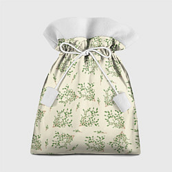 Мешок для подарков Веточки с зелеными листьями, цвет: 3D-принт