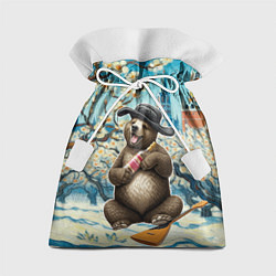 Мешок для подарков Россия медведь водка балалайка, цвет: 3D-принт