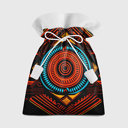 Мешок для подарков Орнамент в африканском стиле на тёмном фоне, цвет: 3D-принт