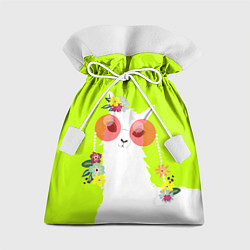 Мешок для подарков Лама - альпака в розовых очках, цвет: 3D-принт