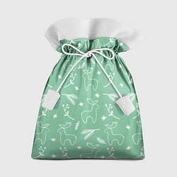 Мешок для подарков Зеленый рождественский узор с оленями, цвет: 3D-принт