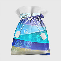 Мешок для подарков Абстрактный синий волнистый фон со снежинками, цвет: 3D-принт