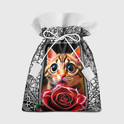 Мешок для подарков Кот в телефоне, цвет: 3D-принт