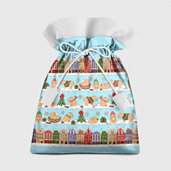 Мешок для подарков Капибара с семьей на прогулке, цвет: 3D-принт