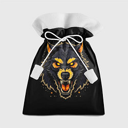 Мешок для подарков Волк чёрный хищник, цвет: 3D-принт