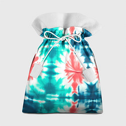 Мешок для подарков Тай дай разводы бирюзовые с коралловым и синим, цвет: 3D-принт