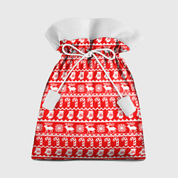 Мешок для подарков Новогодний узор с оленями и снежинками, цвет: 3D-принт
