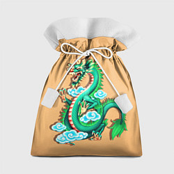 Мешок для подарков Зелёный дракон на оранжевой текстуре, цвет: 3D-принт