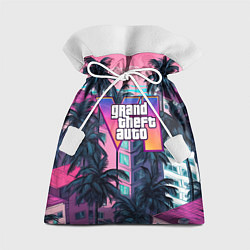 Мешок для подарков GTA 6 Vice logo, цвет: 3D-принт