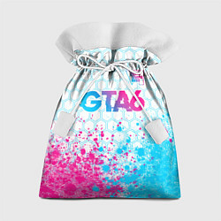Мешок для подарков GTA6 neon gradient style посередине, цвет: 3D-принт