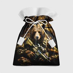 Мешок для подарков Медведь солдат в дремучем лесу, цвет: 3D-принт