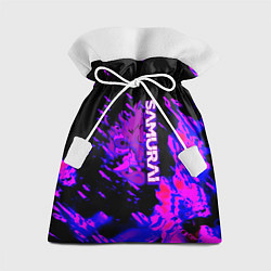 Мешок для подарков Cyberpunk 2077 неоновые краски самурай, цвет: 3D-принт