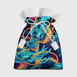 Мешок для подарков Два неоновых дракона - ирезуми, цвет: 3D-принт