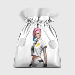 Мешок для подарков Девушка в белом Cyberpunk 2077, цвет: 3D-принт