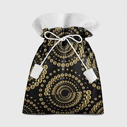 Мешок для подарков Золотой Биткоин на черном, цвет: 3D-принт