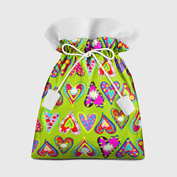 Мешок для подарков Разноцветные сердца в мексиканском стиле, цвет: 3D-принт