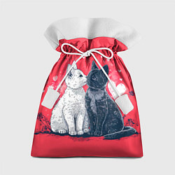Мешок для подарков Белая и черная кошечка 14 февраля, цвет: 3D-принт