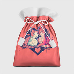 Мешок для подарков Влюбленные коты в виде сердца, цвет: 3D-принт