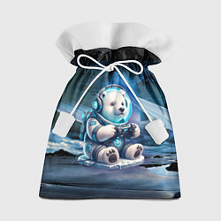 Мешок для подарков Белый медвежонок кибер геймер, цвет: 3D-принт