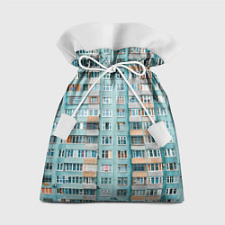 Мешок для подарков Хрущёвка в голубых тонах, цвет: 3D-принт