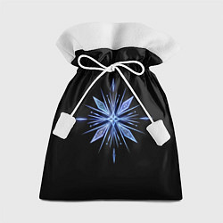 Мешок для подарков Голубая снежинка на черном фоне, цвет: 3D-принт