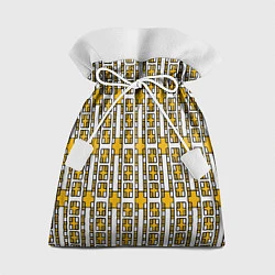Мешок для подарков Жёлтые и белые кирпичики на белом фоне, цвет: 3D-принт