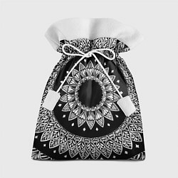 Мешок для подарков Мандала черно-белая с лепестками, цвет: 3D-принт