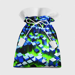 Мешок для подарков Синие блоки в зеленом тумане, цвет: 3D-принт
